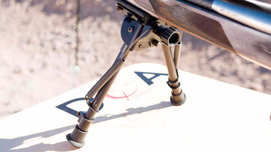 Close up of the bipod under the forend.