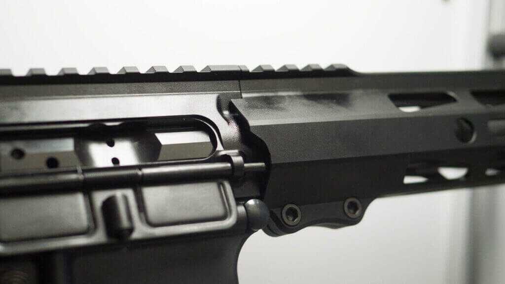 close up of the handgaurd meeting the receiver.