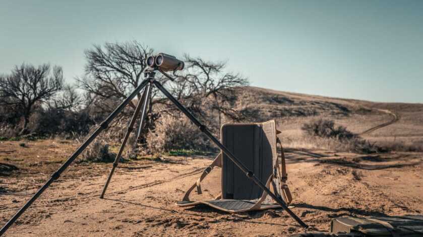 DRT Recon Lounger glassing chair set up in the field for backcountry hunting with back support and core stability