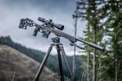 The Model 110 Elite Precision 22 LR in the woods.