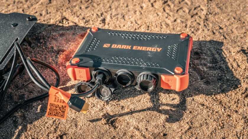 Dark Energy Poseidon XL showing two USB-C and two USB-A ports for charging radios thermals Starlink Mini and CPAP