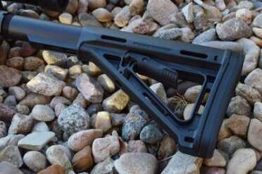 DPMS has chosen to go with Magpul furniture. This bare bones stock is functionally adjustable but offers less real estate for solid cheek welds.