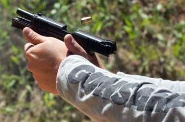 The VP9 has a typical 9mm recoil impulse, but the grip makes follow-up shots more manageable.