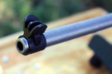 The front sight is a wide post well protected by the two wings.