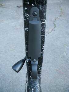 This is a shot of the Winchester style floor plate and the slotted action screws.  On a tactical rifle I would prefer hex head action screws but these give it a traditional look.