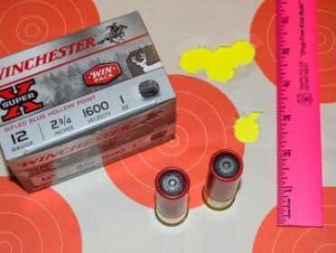 These 1-ounce Winchester slugs made one ragged hole at 25 yards, except for the 5th shot, which I pulled off target. Oops.