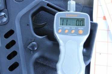 The stock trigger on the Tavor was so heavy it was difficult to even measure, but at the right angle and slow pressure I got 11 lbs. 