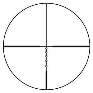 The reticle, compared to many of the long range reticles, is deceptively simple. Each circle represents a known distance--out to 600 yards.