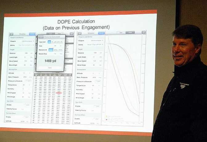 Scott Calvin, Territory Manager for TrackingPoint, discussed the many factors that go into a long distance firing solution.