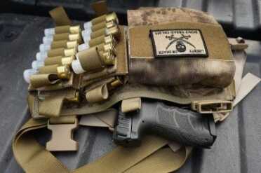 The interior pocket can be used to hold a pistol or documents.