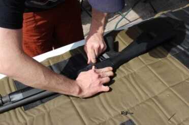 Benelli M4 Raven Stock from ATI Installing the parts wasn't easy. I'd not recommend it for novices.