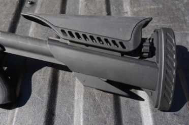 Benelli M4 Raven Stock from ATI Expanded, the Raven's cheek piece forms an angular obstacle that I always fear will catch on something. That's my only beef with the ATI, and an opinion--I've never caught anything on it.