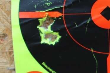 Accuracy from 7 yards is spot on. Five shots in two holes.