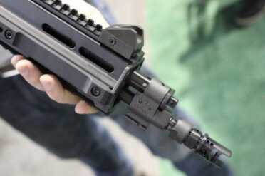 The front sight is the same on in use on the Scorpion.