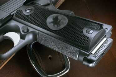 This rough front strap texture is cut into the steel by hand in a randomized process that produces a texture like 60 grit sand paper.