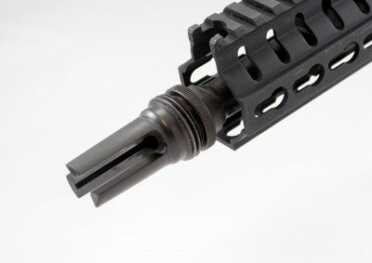 From the factory, the Mk4 comes with an A2 flash hider. I added this SilencerCo Trifecta flash hider and suppressor mount to make it easier to test with and without the silencer. 