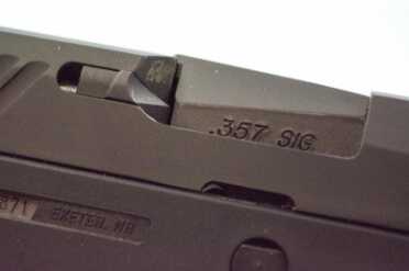 The model tested was chambered in .357 Sig. Note the brass stains.