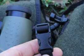 The neck strap has clips so you can clip them to the binos or to the case. It is pretty sweet actually. 