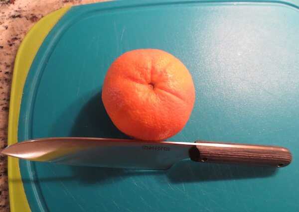 Here is a spine shot next to an orange.  