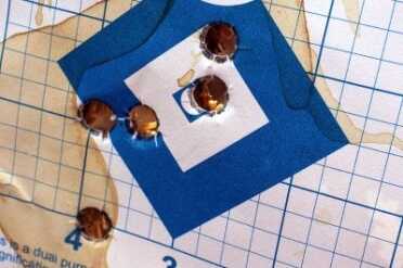 This one opened up a bit and was a different shooter. Yes, those are coffee stains on the target. 