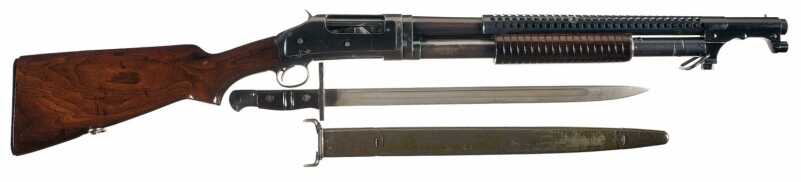 Top 5 US Military Scatter Guns Winchester M97 Trench gun with bayonet.