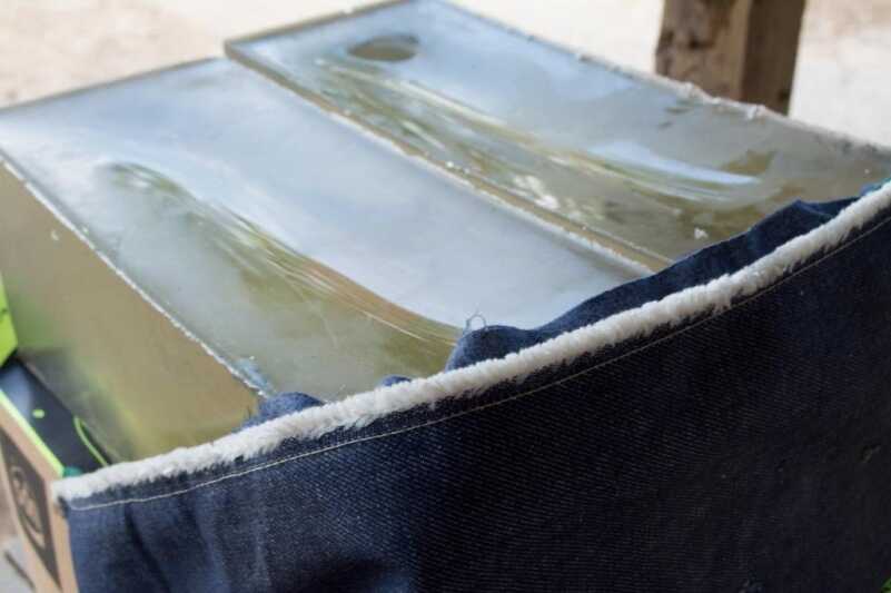 I used the FBI heavy fabric barrier in front of fresh Clear Ballistics 10% gel blocks.