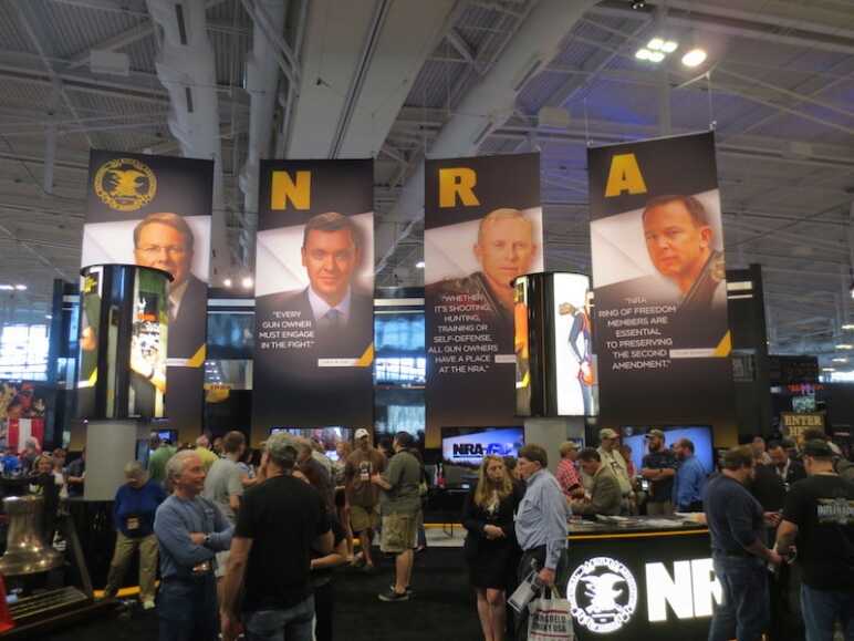 Photo Essay: The NRA Annual Meetings & Exhibits in 20 Pictures The NRA booth was the centerpiece of the showroom floor. It was quite busy over there.
