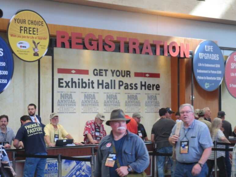 Photo Essay: The NRA Annual Meetings & Exhibits in 20 Pictures Registration booth. Upon entering, one has to get a pass before one gets to enter the showroom floor.