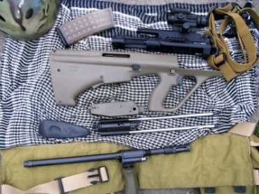 The AUG is a snap to field strip into its major components for maintenance. An experienced shooter should be able to disassemble and reassemble it in less than a minute.