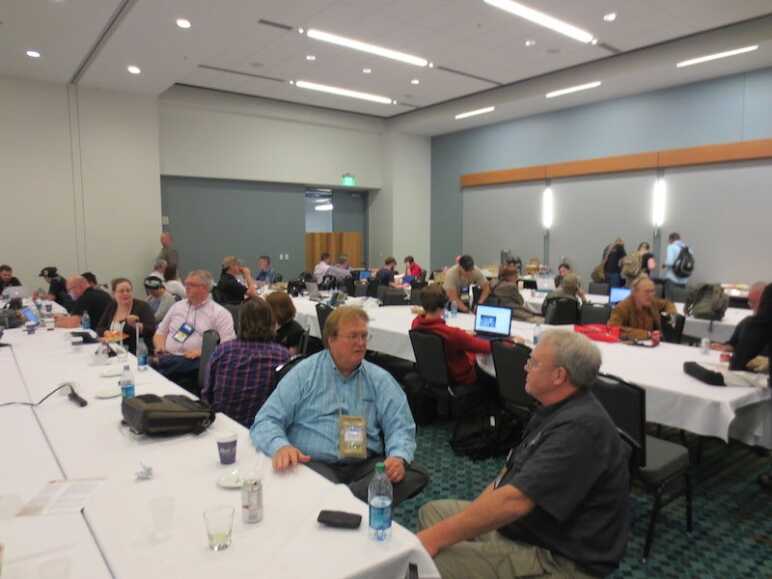 Photo Essay: The NRA Annual Meetings & Exhibits in 20 Pictures A look inside the media room. This is where we go when we need to do some work, or grab a free coffee, water, or snack (fresh fruit, bagels, pastries, etc.)