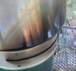 This creosote and discoloration came from before I used the heat ring, so though your canner will get dirty, if you use good hardwood for your fire and give it plenty of air, I don't think you'll see as much black stuff. 