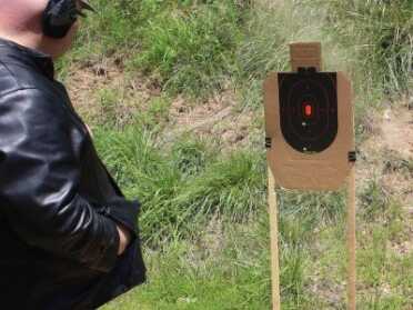 Shooting Revolvers and Autos From the Pocket We shot from distances ranging from contact to 15 feet. The closer you are, the better it works. Not a surprise.