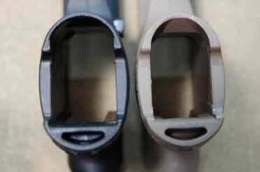 One reason .45 ACP is not a mix-and-match with other calibers is the magazine size, and magwell difference.