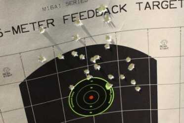 Dialing it in from 200 yards. As you can clearly see, I was hitting high.