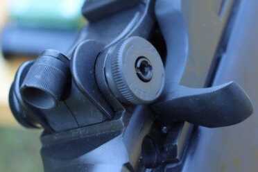 The peep sight is an excellent system, and offers easily repeatable adjustments. 