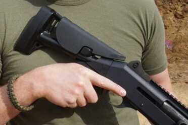 The ProMag stock compacts nicely and is easy to extend. Ideal for those who may need a variable length of pull because of armor or heavy clothing.