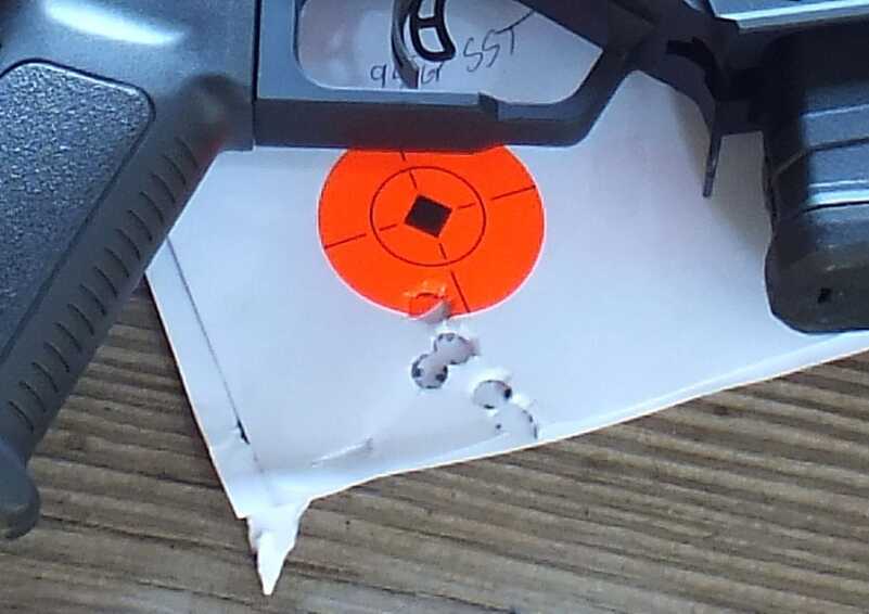 The group from the Hornady 95 grain SST at 200 yards. 