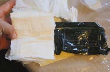 This is one of the 4" Israeli bandages open.  They have tie strips attached, which makes them way better than regular hospital dressings in the field. 