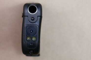 The frame has a slight curve to it. The slide, though, still sits square. 