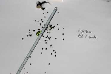 High brass steel shot from 7 yards.