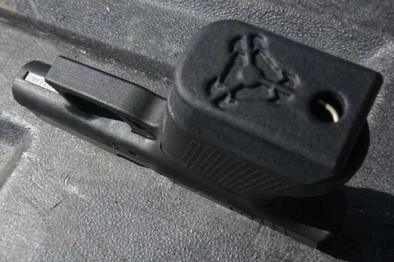 3D Printed Mag Extension for the Glock 43--Sintercore The only branding is on the bottom of the extension.