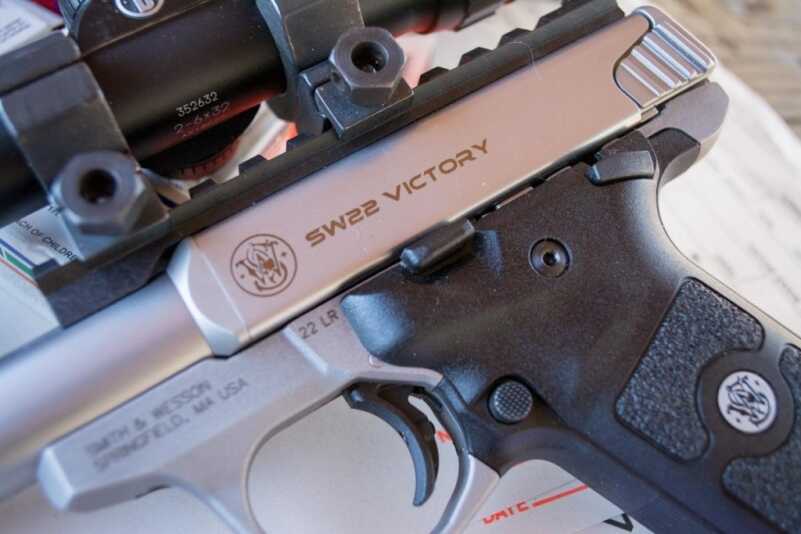We Shoot the New Smith & Wesson Victory .22 LR Pistol The safety and slide lock are steel wrapped with a polymer cover.