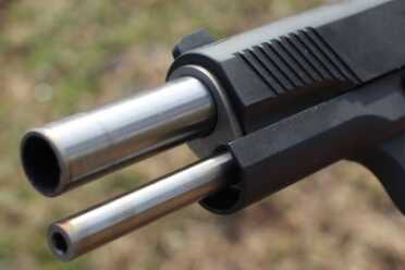 The two piece guide rod sticking out. 