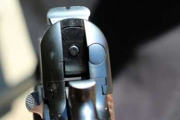 The back end, hammer cocked.