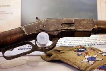 Looks like an old and worn 1873 and that it is. But this one was owned by Buffalo Bill Cody.