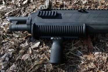 Because of the extra width of the BPU kit, a vertical grip may be useful to muscle the slide. 