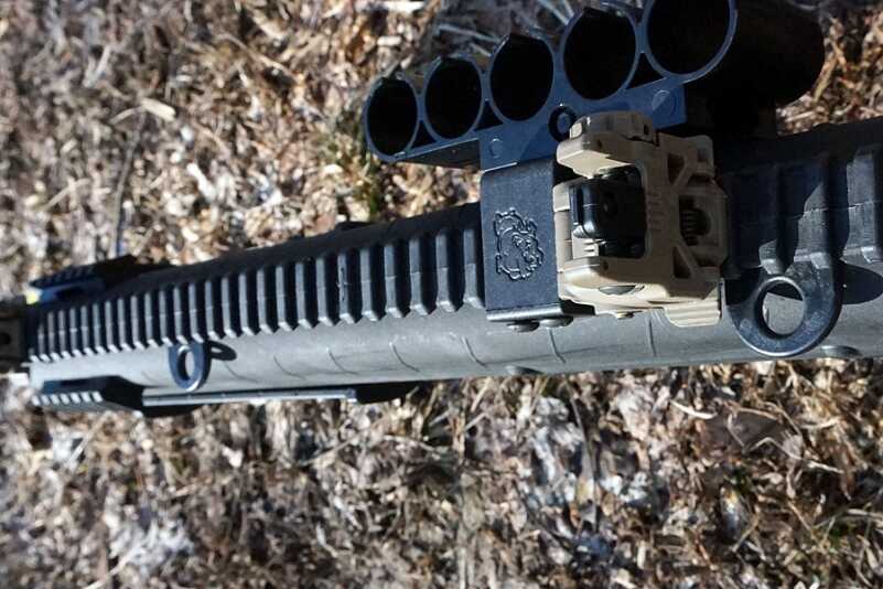 The polymer top rail offers a lot of space for the addition of sights, lights, lasers, shell carriers, etc.