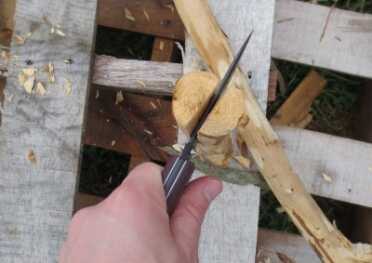 Batoning into a nice sized branch.  Fun!  