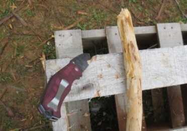 Batoning into a wooden crate may wreck the knife and void the warranty.  So, do so at your own peril.  