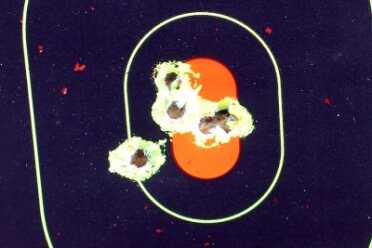 MAking hits with the P3AT is easy from reasonable distances. This is from 15 feet. 